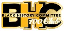 logo for Black History 100 Club BHC letters gold and black