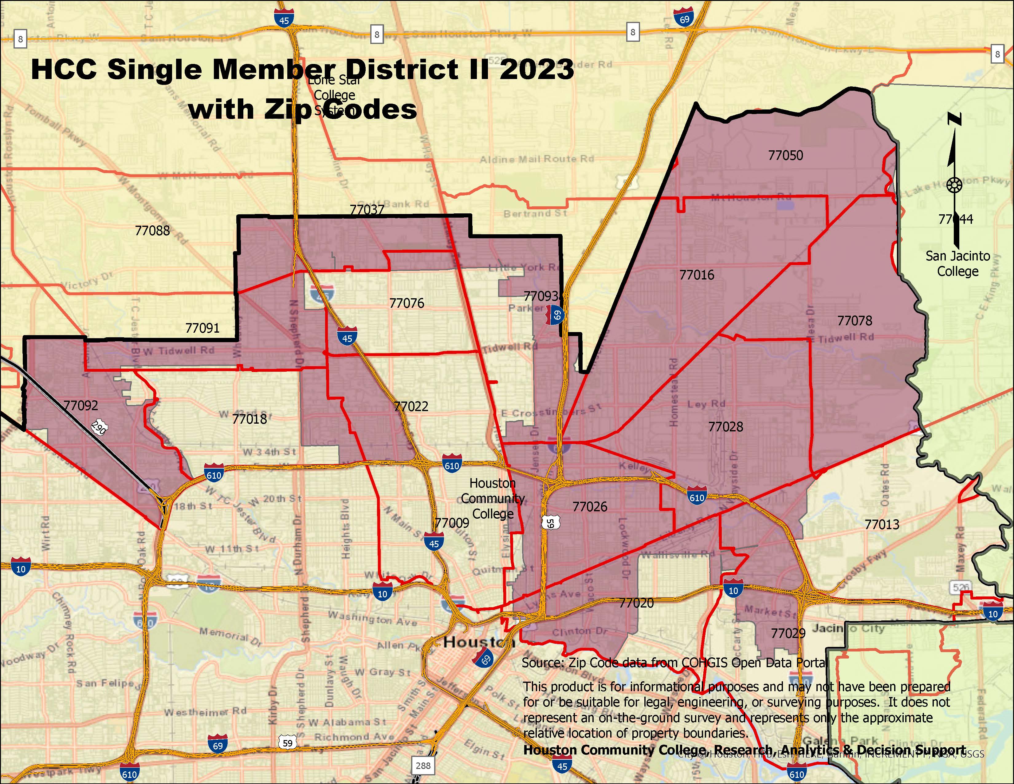 Single Member District II with Zip Codes